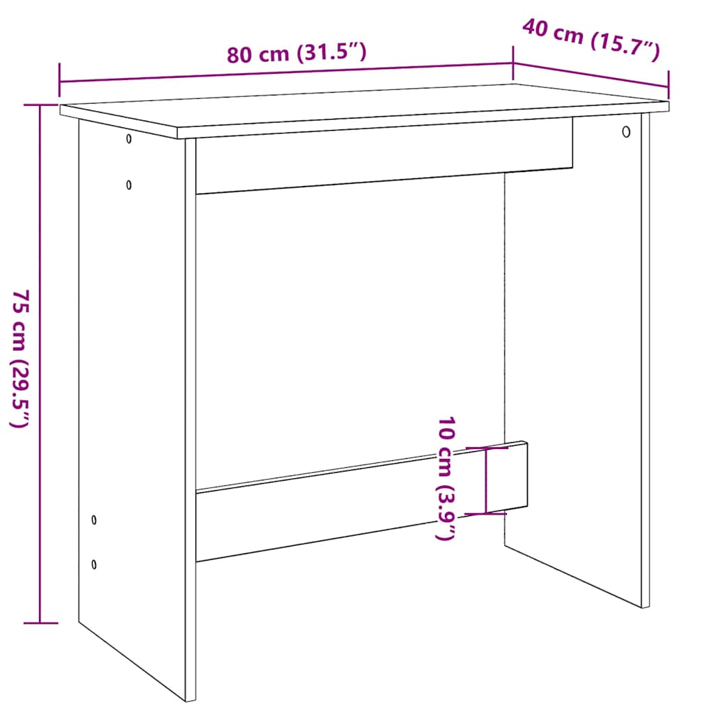 vidaXL Bureau Blanc 80×40×75 cm Bois d'ingénierie