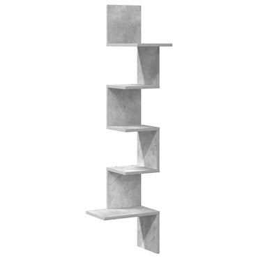 vidaXL Wand-Eckregal Betongrau 32x32x127,5 cm Holzwerkstoff