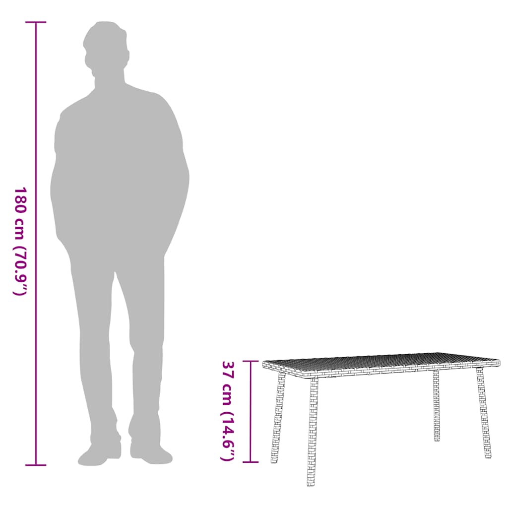 vidaXL Garten-Couchtisch Rechteckig Beige 80x40x37 cm Poly Rattan
