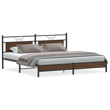 vidaXL Metallbett ohne Matratze Braun Eichen-Optik 193x201 cm