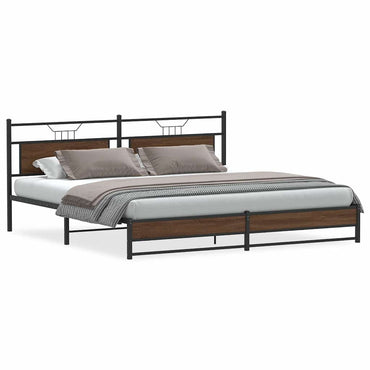 vidaXL Metallbett ohne Matratze Braun Eichen-Optik 200x200 cm