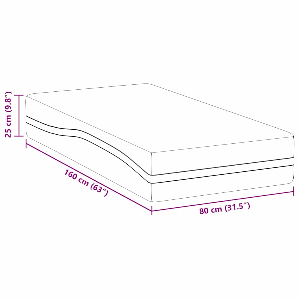 Matratze Weiß und Grau 80 x 160 cm Jacquard-Stoff