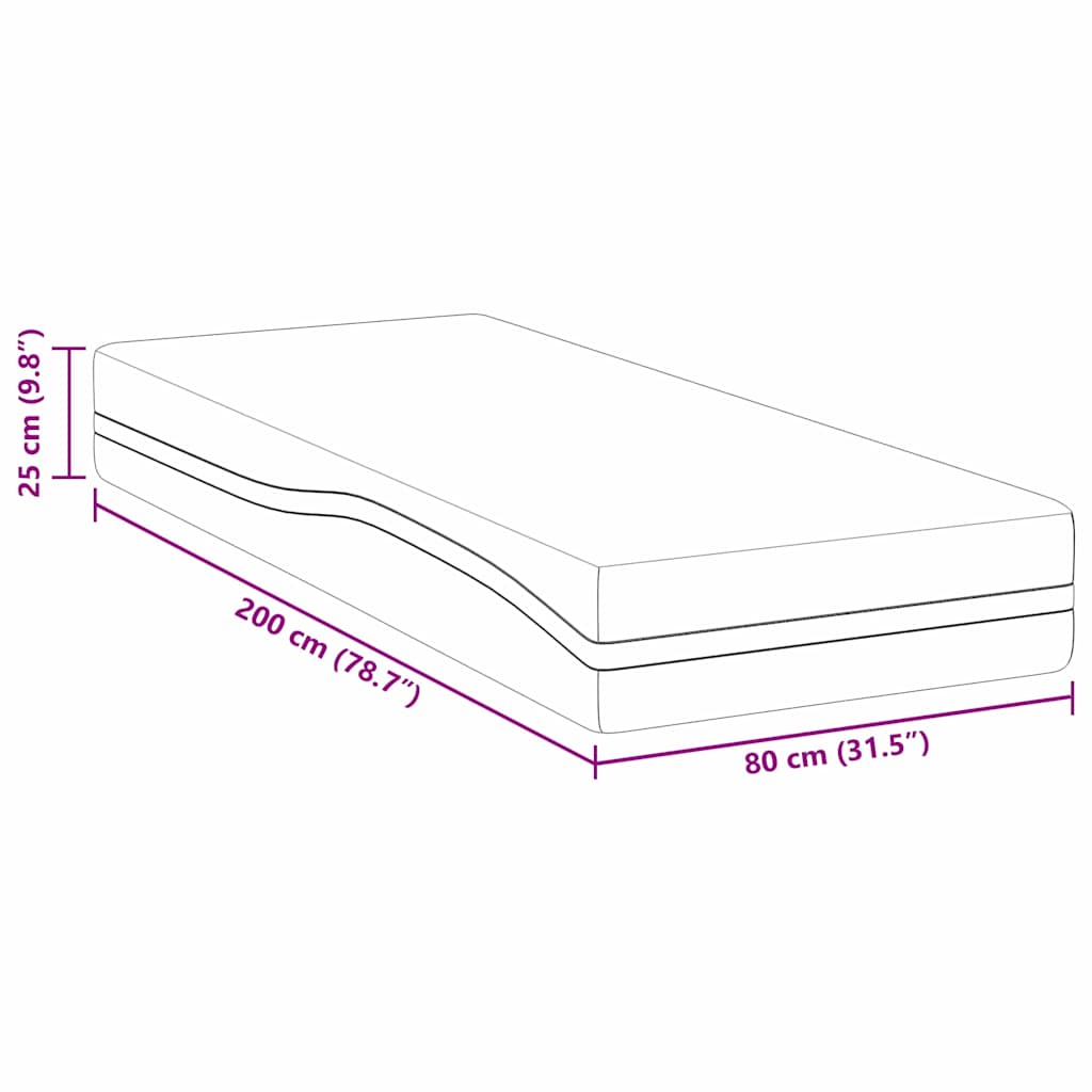 Matratze Weiß und Grau 80 x 200 cm Jacquard-Stoff