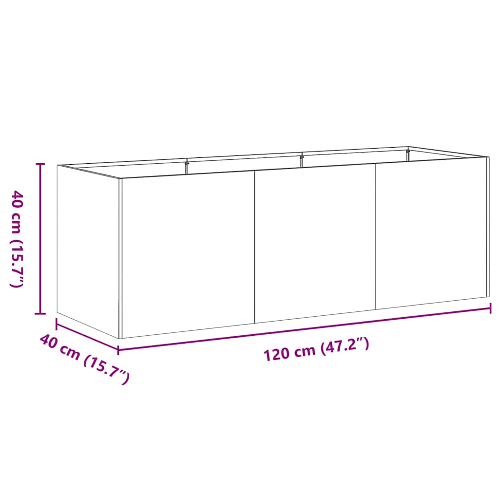 vidaXL Pflanzgefäß Anthrazit 120 x 40 x 40 cm Kaltgewalzter Stahl