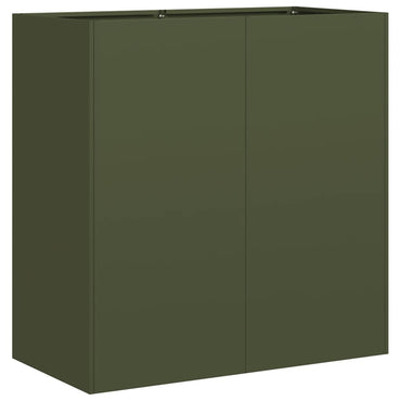 vidaXL Pflanzkübel Olivgrün 80x40x80 cm Kaltgewalzter Stahl
