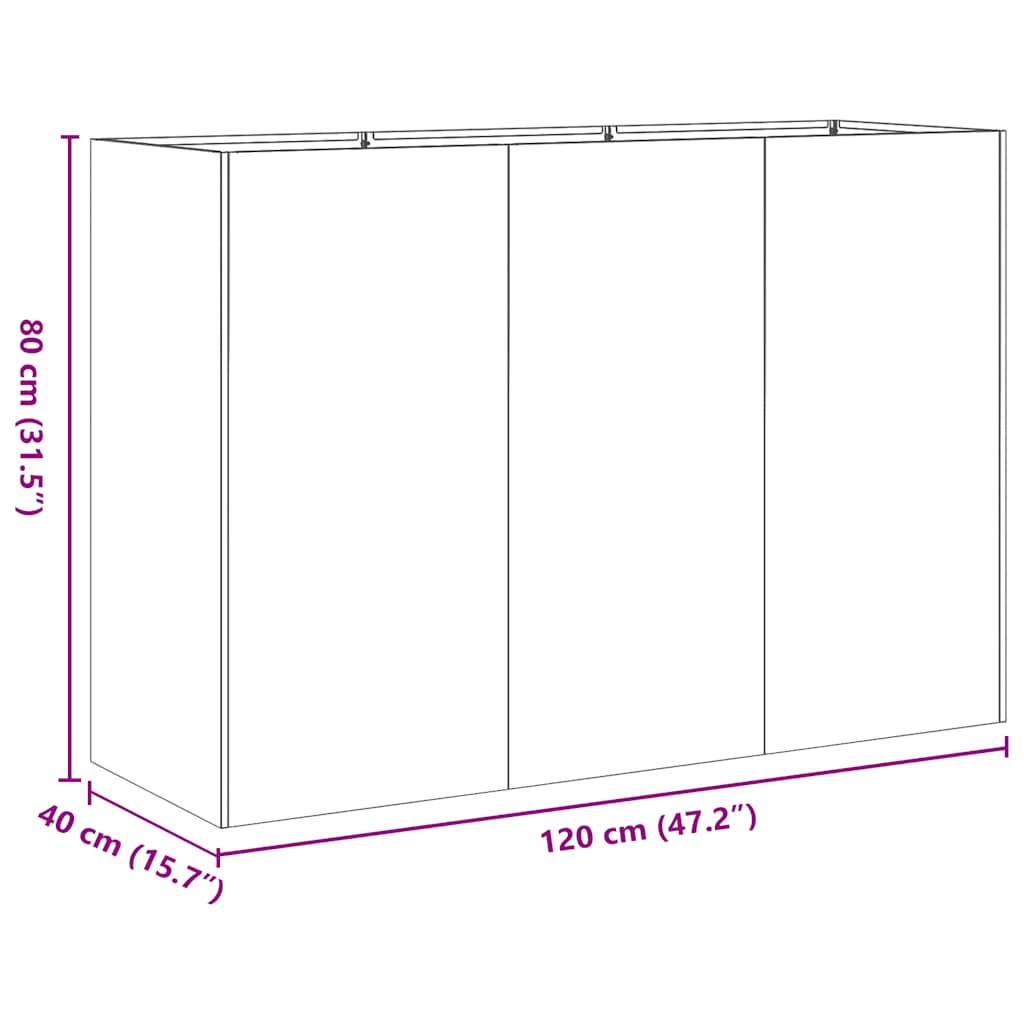 vidaXL Pflanzkübel Schwarz 120x40x80 cm Kaltgewalzter Stahl