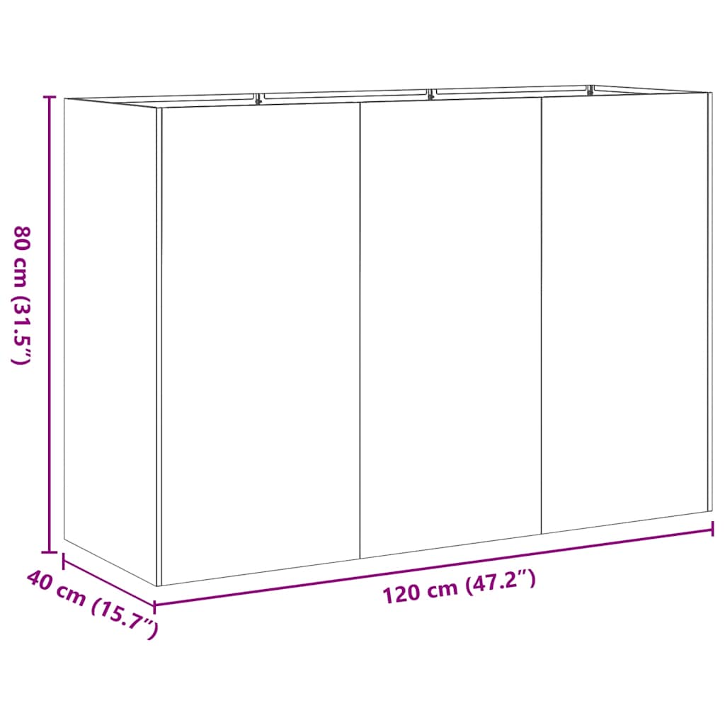 vidaXL Jardinière 120x40x80 cm Acier galvanisé