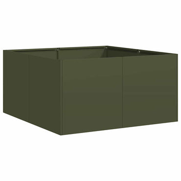 vidaXL Pflanzkübel Olivgrün 80x80x40 cm Kaltgewalzter Stahl