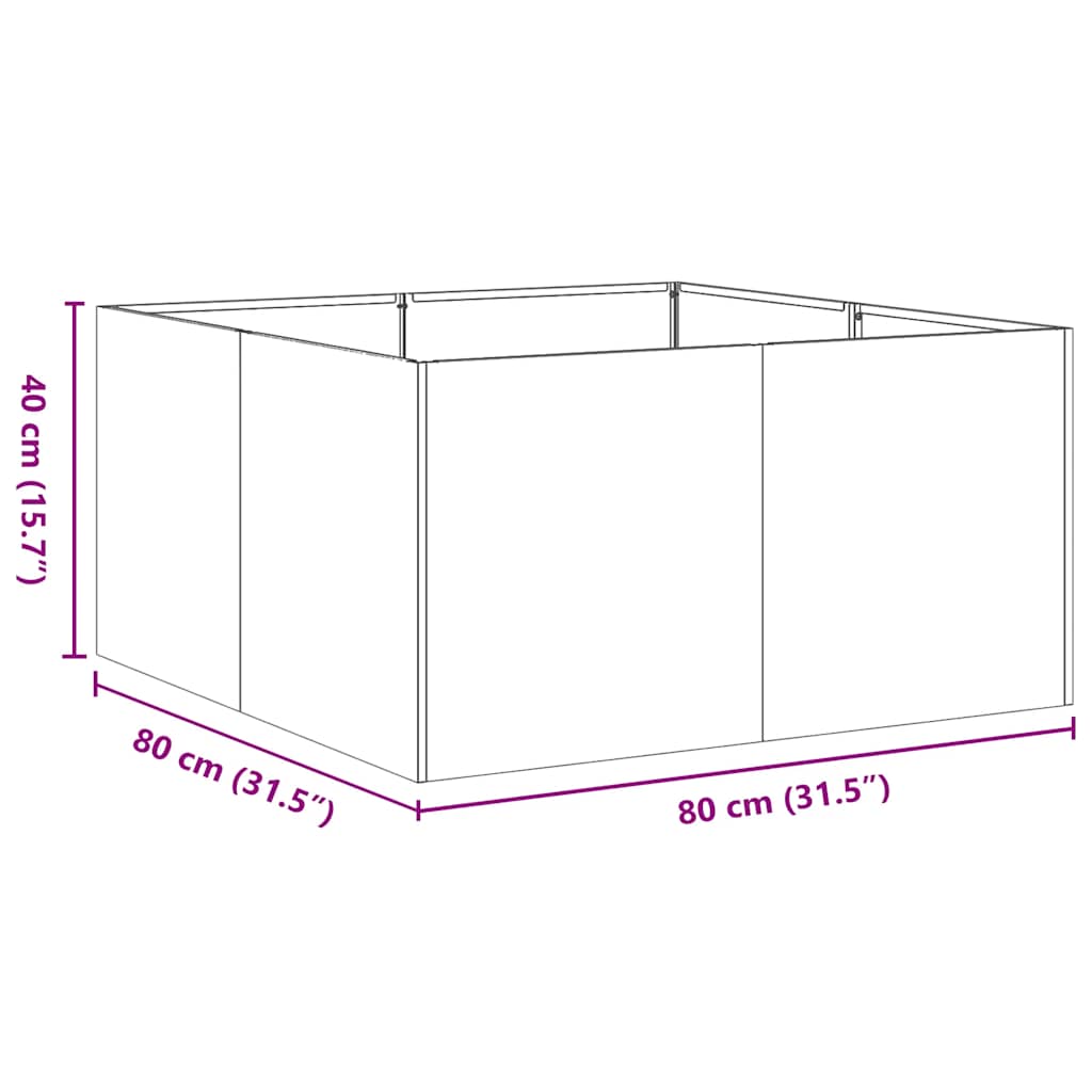 vidaXL Pflanzkübel Olivgrün 80x80x40 cm Kaltgewalzter Stahl
