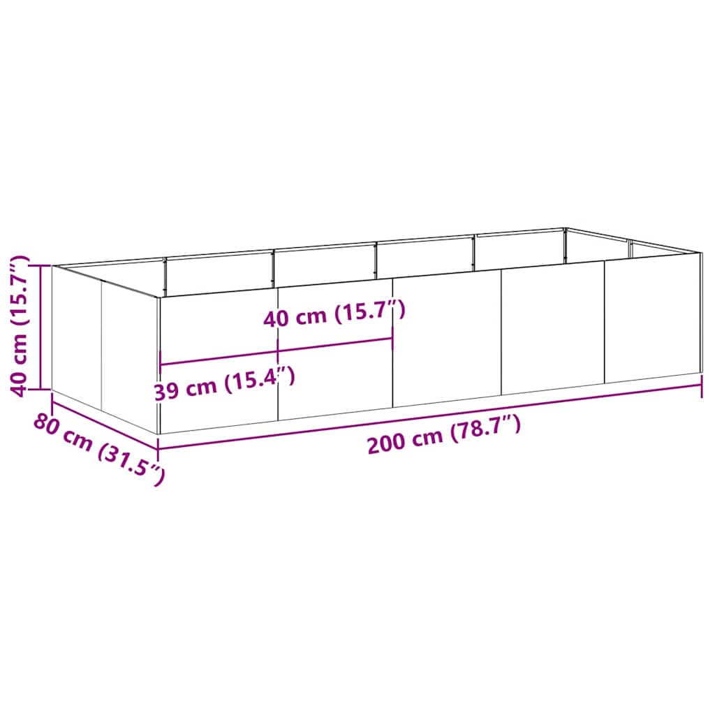 vidaXL Pflanzgefäß Weiß 200x80x40 cm Stahl