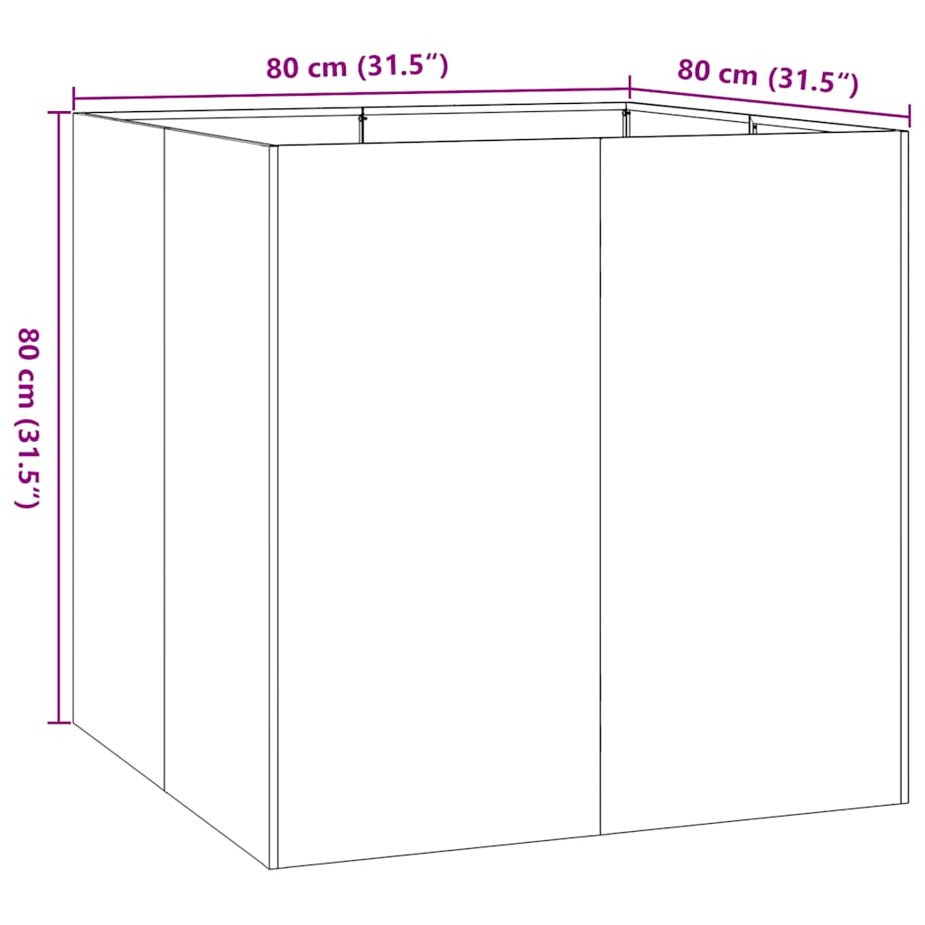 vidaXL Pflanzkübel Rostig 80x80x80 cm Wetterfester Stahl