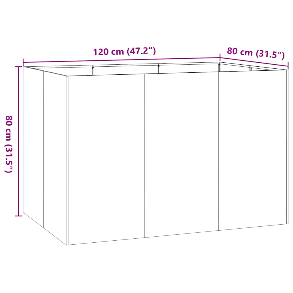 vidaXL Pflanzkübel 120x80x80 cm Verzinkter Stahl