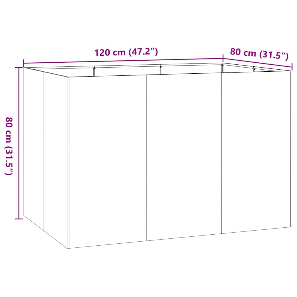 vidaXL Pflanzkübel Rostig 120x80x80 cm Wetterfester Stahl