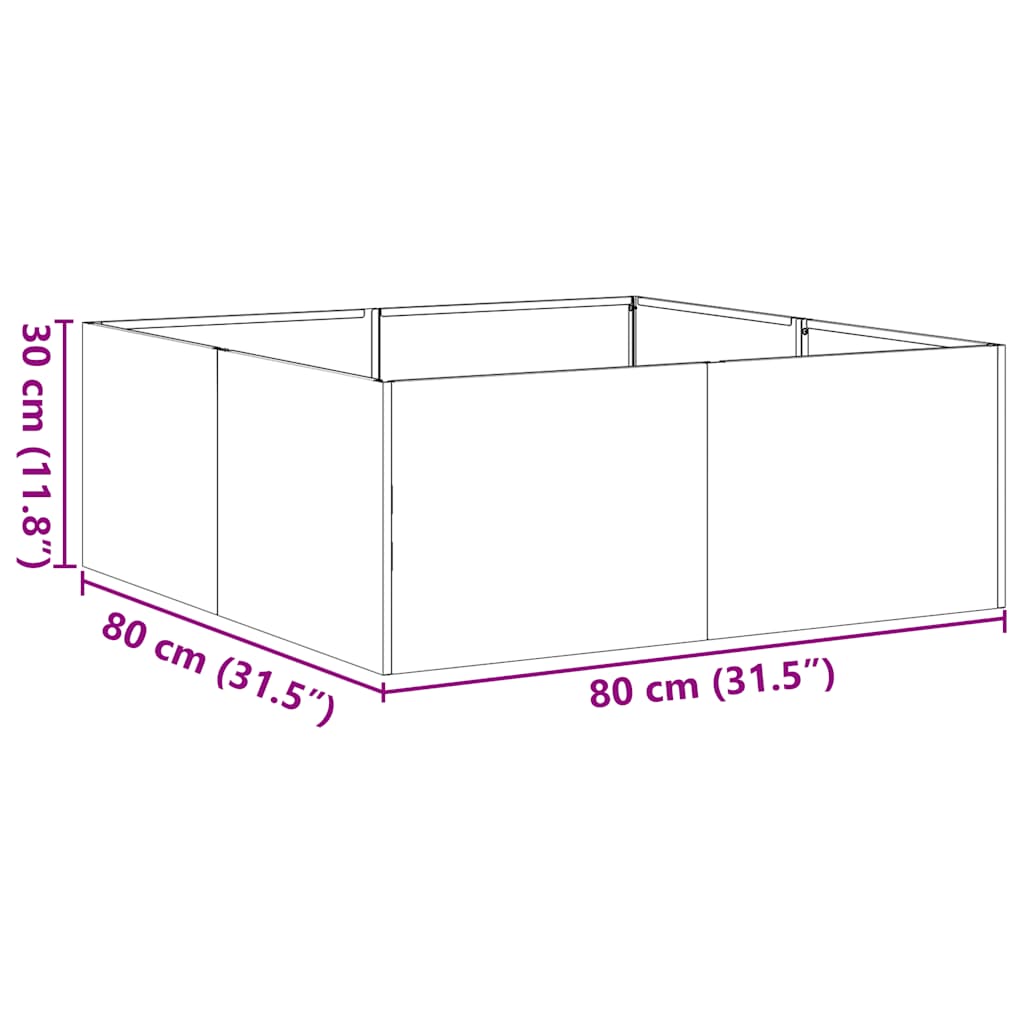 vidaXL Pflanzkübel Rostig 80x80x30 cm Wetterfester Stahl