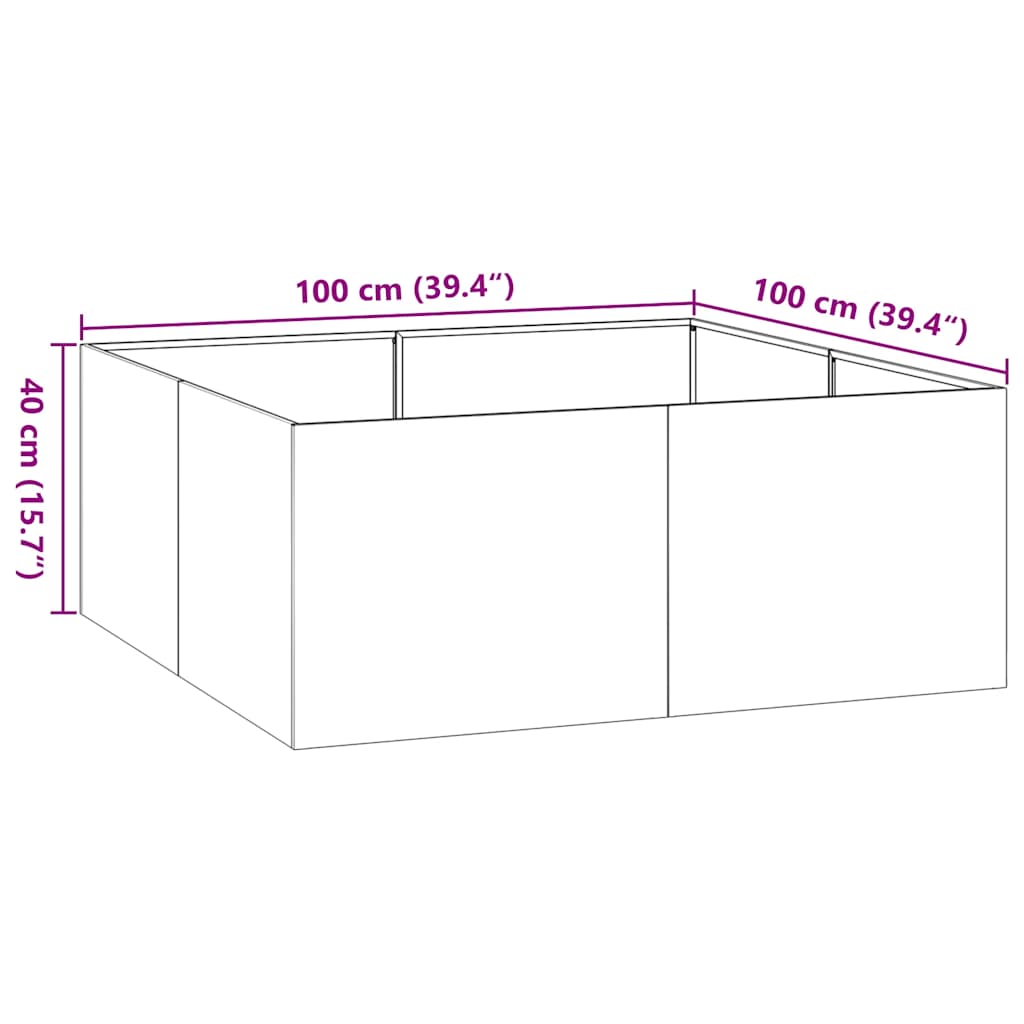 vidaXL Pflanzgefäß Anthrazit 100x100x40 cm Stahl