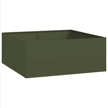 vidaXL Pflanzgefäß Olivgrün 100x100x40 cm Stahl