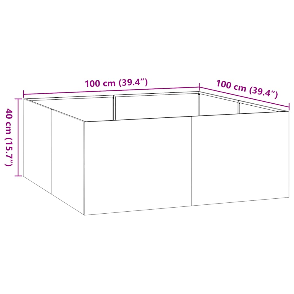 vidaXL Pflanzkübel 100x100x40 cm Verzinkter Stahl