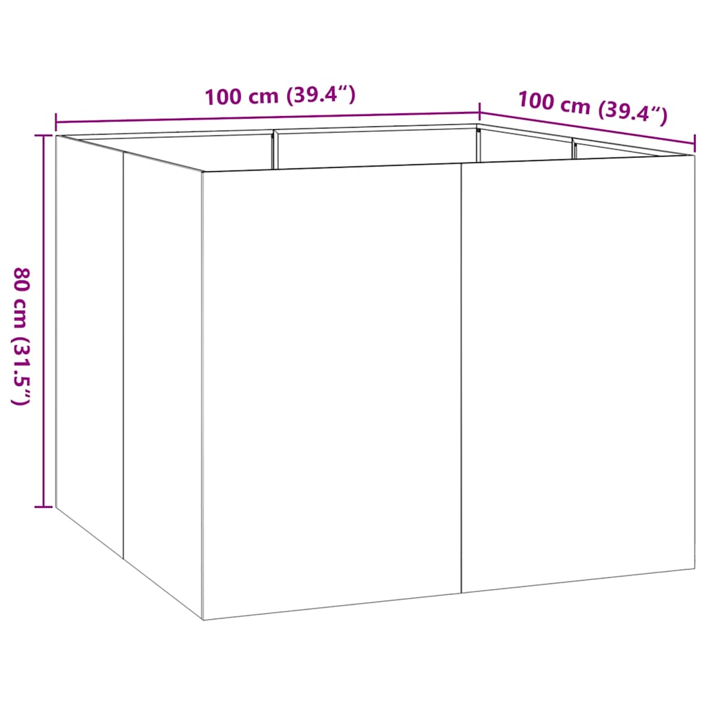 vidaXL Pflanzgefäß Anthrazit 100x100x80 cm Stahl