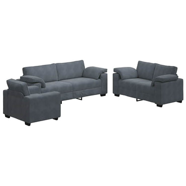 vidaXL Ensemble de canapés 3 pcs avec coussins Velours gris foncé