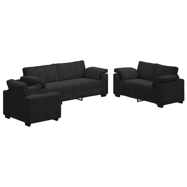 vidaXL Ensemble de canapés 3 pcs avec coussins Velours noir
