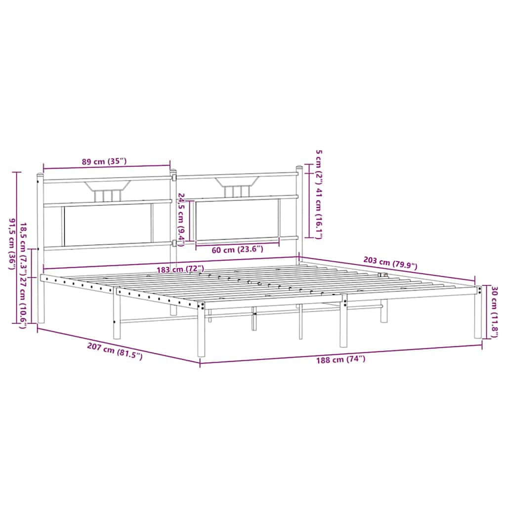 Bettgestell ohne Matratze Sonoma-Eiche 183x203 cm Holzwerkstoff