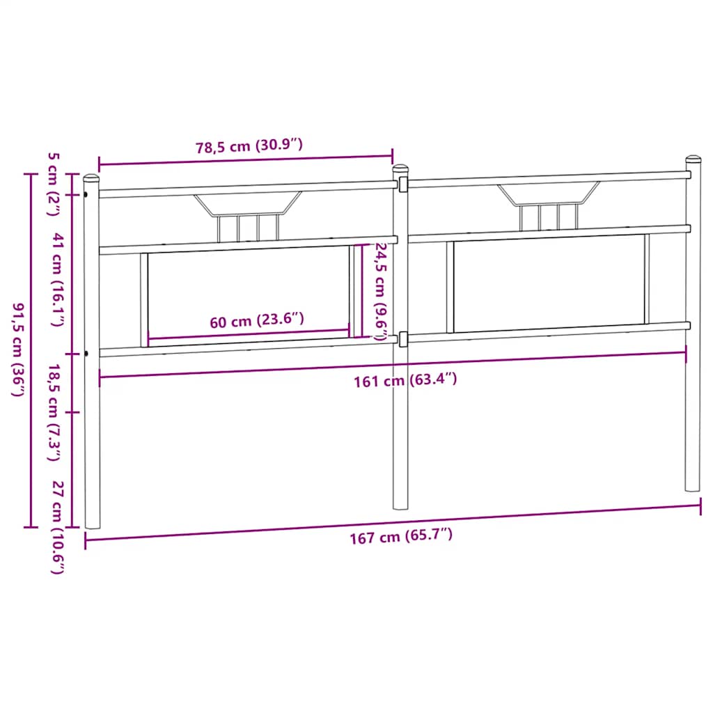 vidaXL Kopfteil Sonoma-Eiche 160 cm Holzwerkstoff und Stahl