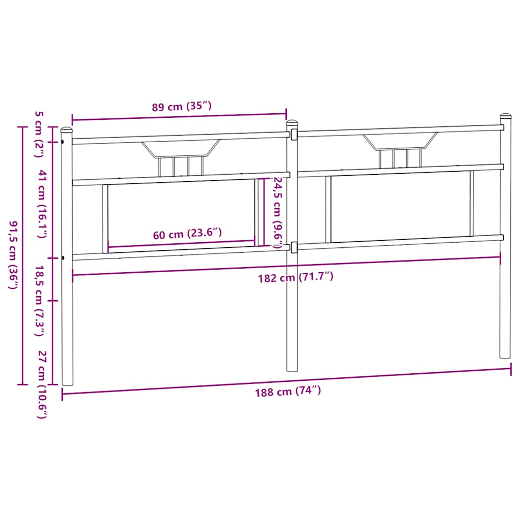 vidaXL Kopfteil Sonoma-Eiche 180 cm Holzwerkstoff und Stahl
