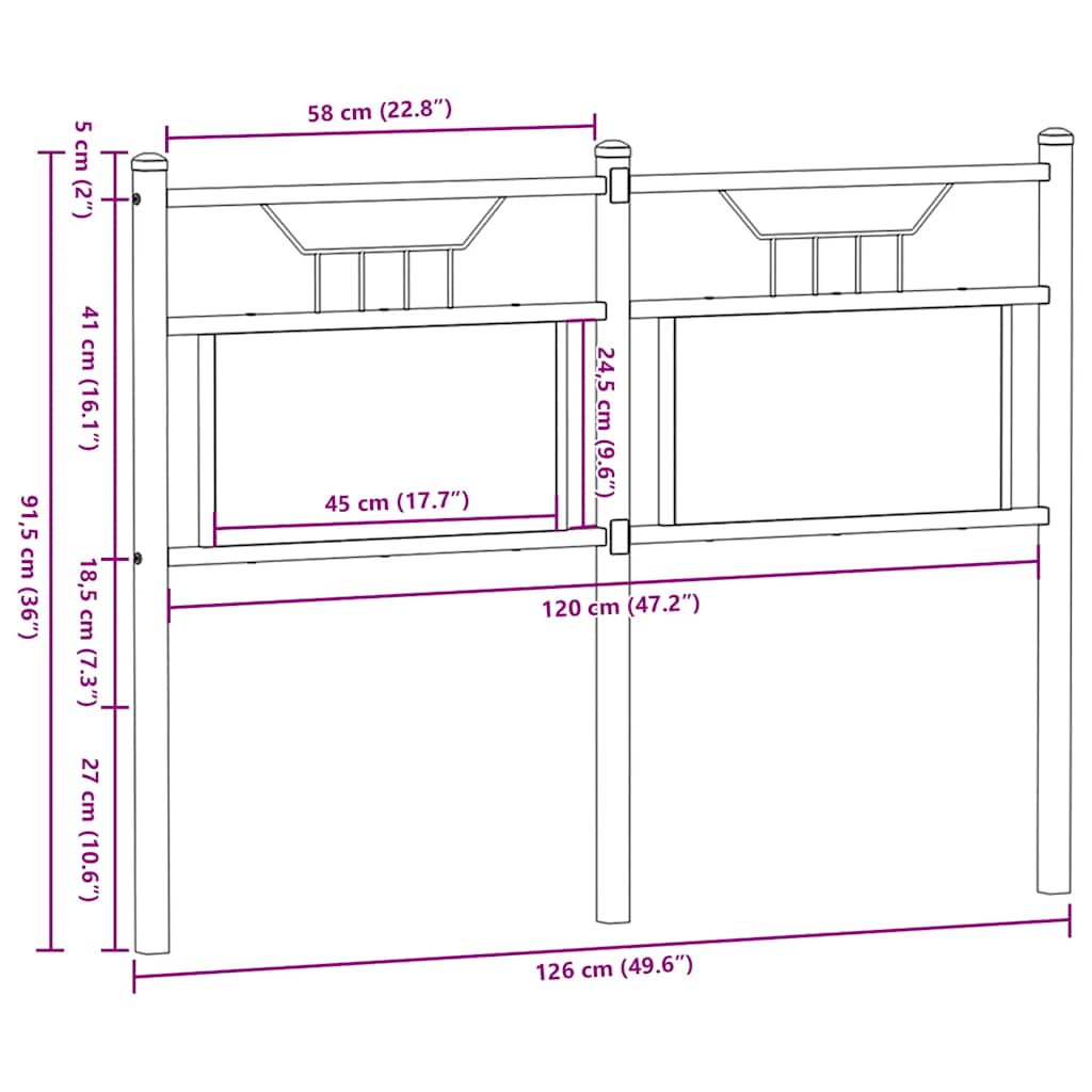 vidaXL Ersatz-Kopfteil Braun Eichen-Optik 120 cm Holzwerkstoff und Stahl