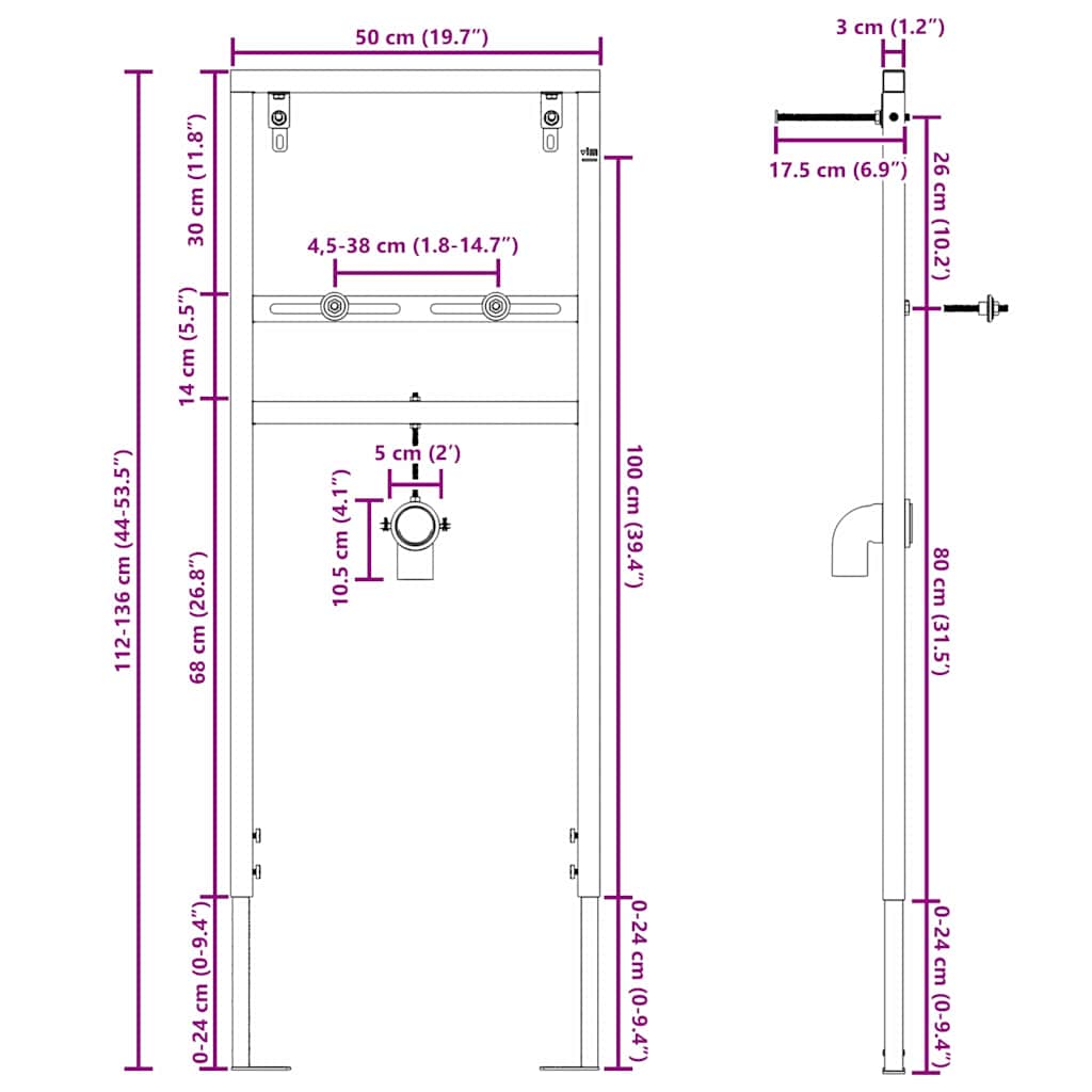 Badezimmer Wandstütze Blau 50 x 3 x 112 cm