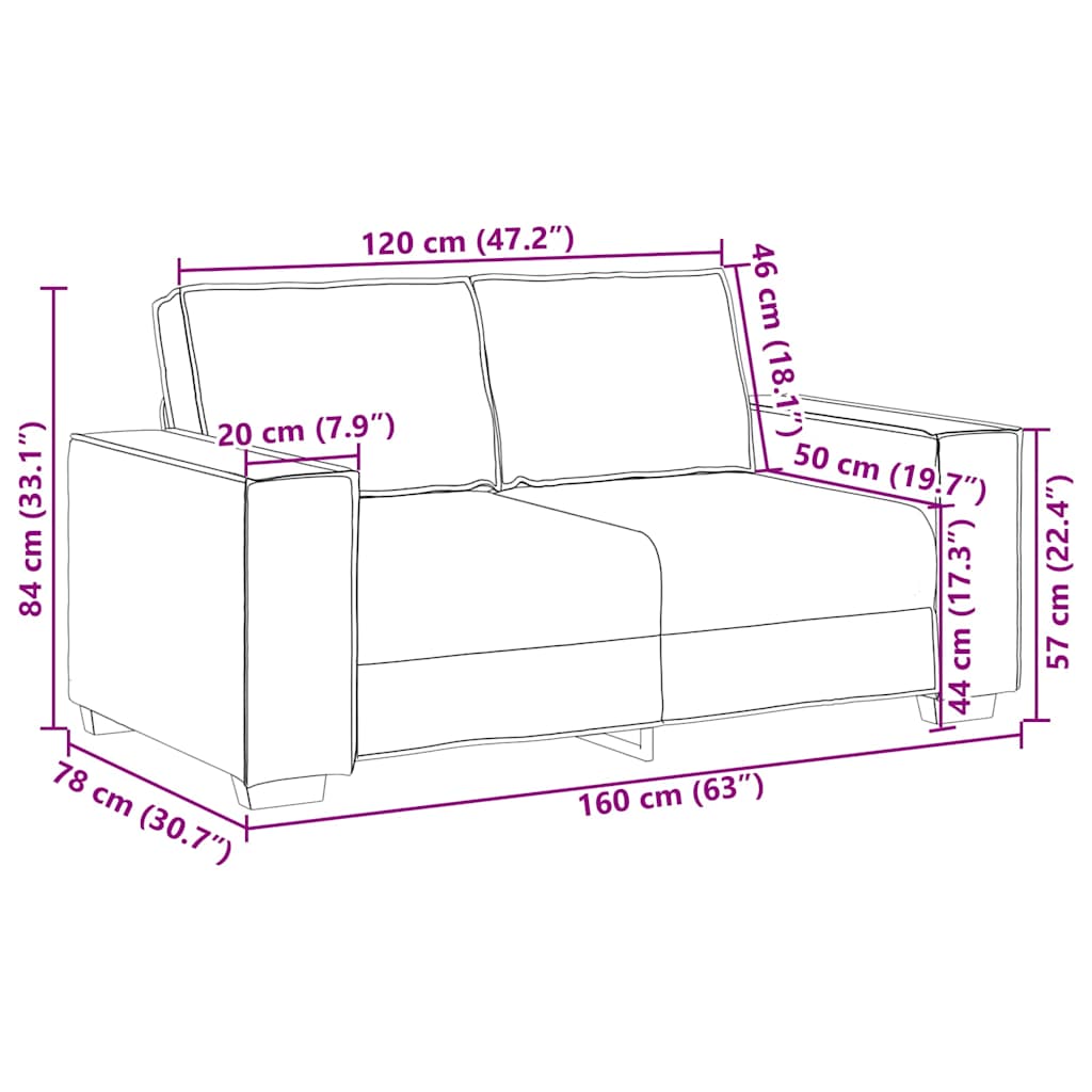 vidaXL 2-Sitzer Sofa Hellgrau 160x78x84 cm Stoff