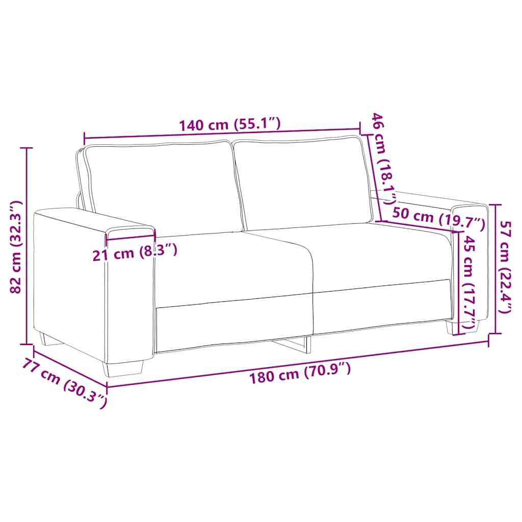 vidaXL 2-Sitzer-Sofa Weinrot 180x77x82 cm Stoff