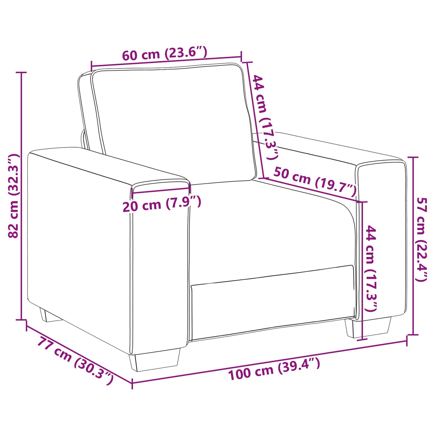 Sofa Dunkelgrün 100 x 80 x 82 cm Stoff