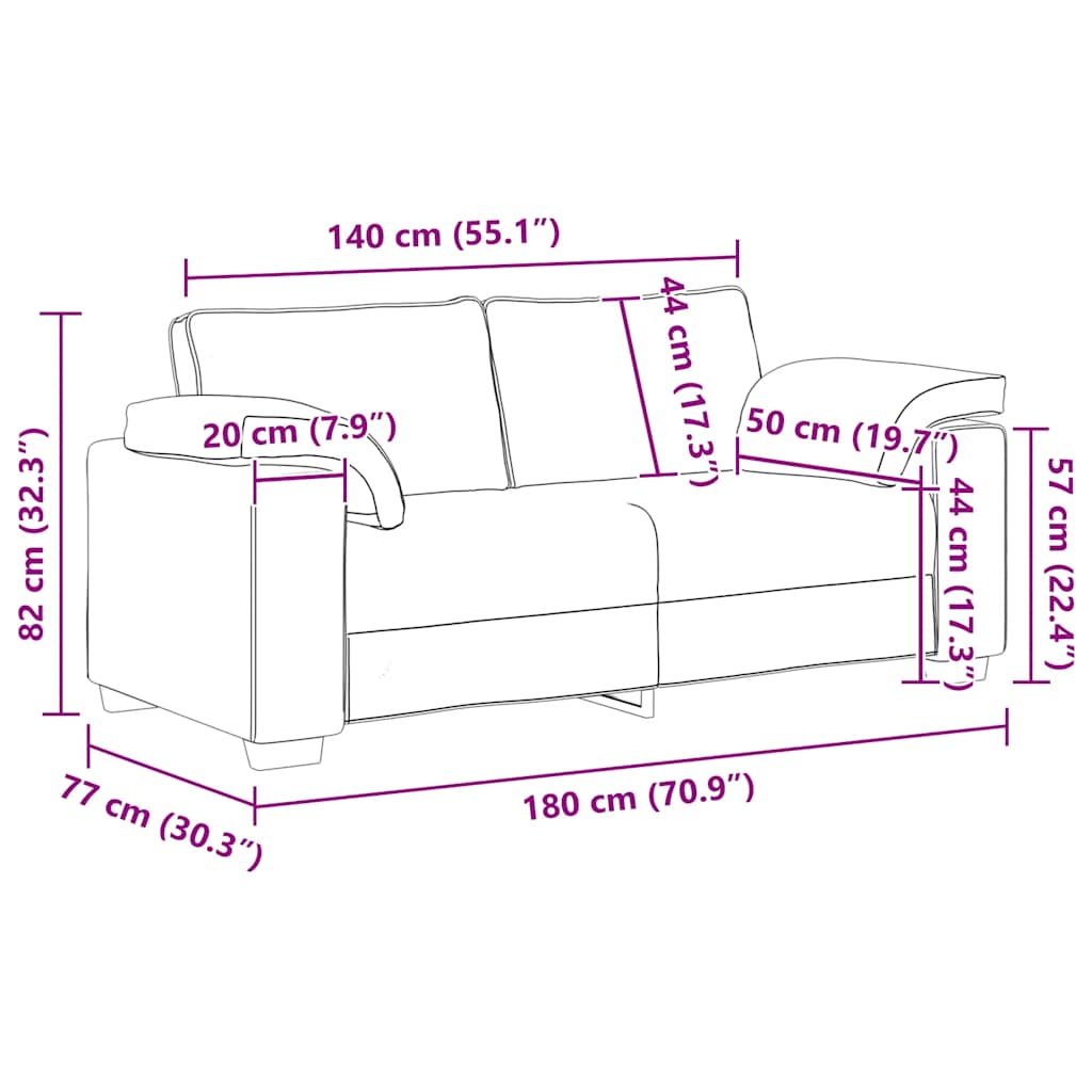 vidaXL Canapé deux places Gris foncé 180x77x82 cm Velours