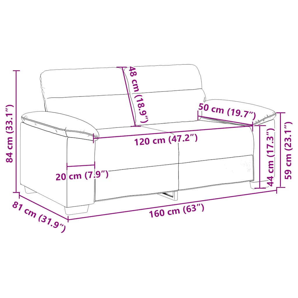 vidaXL 2-Sitzer-Sofa Creme 160x81x84 cm Stoff