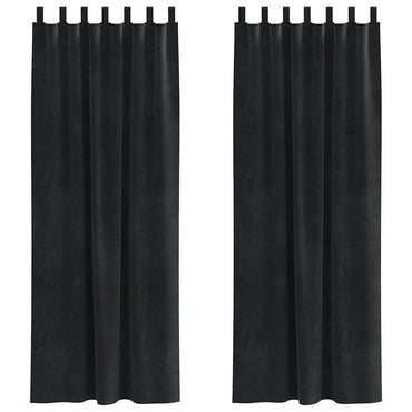 vidaXL Verdunkelungsvorhänge 2 pcs Schwarz 140 x 225 cm Samt