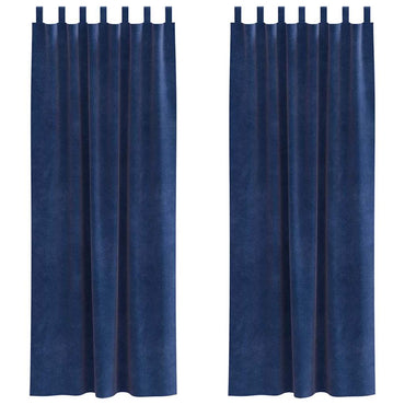 vidaXL Verdunkelungsvorhänge 2 pcs Dunkelblau 140 x 225 cm Samt