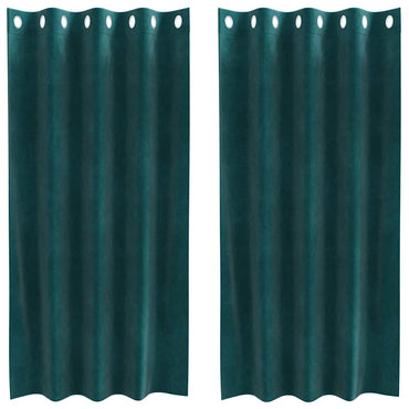 vidaXL Verdunkelungsvorhänge 2 pcs Dunkelgrün 140 x 175 cm Samt