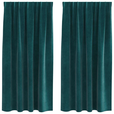 vidaXL Verdunkelungsvorhänge 2 pcs Dunkelgrün 140 x 175 cm Samt