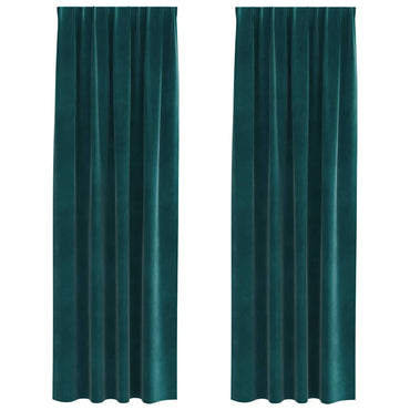 vidaXL Verdunkelungsvorhänge 2 pcs Dunkelgrün 140 x 245 cm Samt