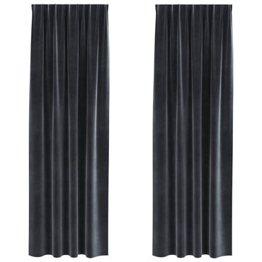 vidaXL Rideaux occultants 2 pcs Gris foncé 140 x 225 cm Velours