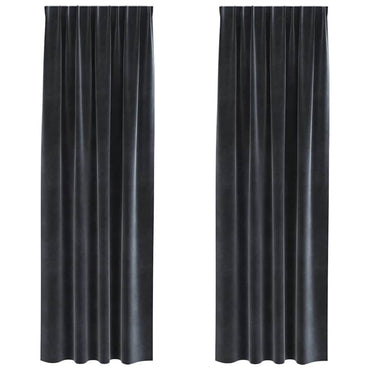 vidaXL Rideaux occultants 2 pcs Gris foncé 140 x 245 cm Velours