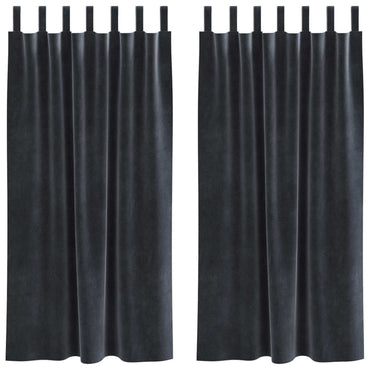 vidaXL Rideaux occultants 2 pcs Gris foncé 140 x 175 cm Velours