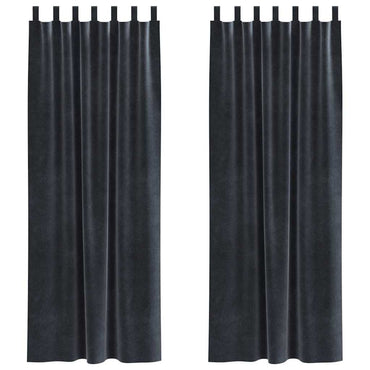 vidaXL Rideaux occultants 2 pcs Gris foncé 140 x 225 cm Velours