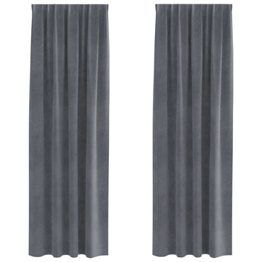 vidaXL Verdunkelungsvorhänge 2 pcs Hellgrau 140 x 245 cm Samt
