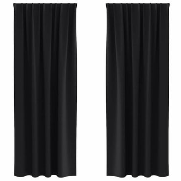 vidaXL Verdunkelungs-Vorhänge mit Ringen 2 pcs Schwarz 225 x 140 cm