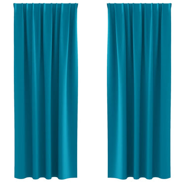 vidaXL Verdunkelungs-Vorhänge mit Ringen 2 pcs Türkis 245 x 140 cm