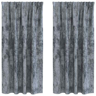vidaXL Samtvorhänge mit Vorhängen 2 pcs Silber Grau 175 x 140 cm Samt