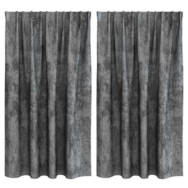 vidaXL Samtvorhänge mit Vorhängen 2 pcs Grau 140 x 140 cm Samt