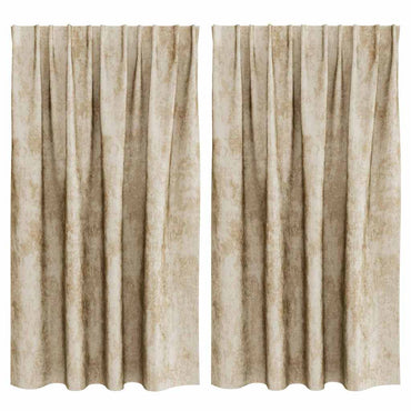vidaXL Samtvorhänge mit Vorhängen 2 pcs Creme 140 x 140 cm Samt