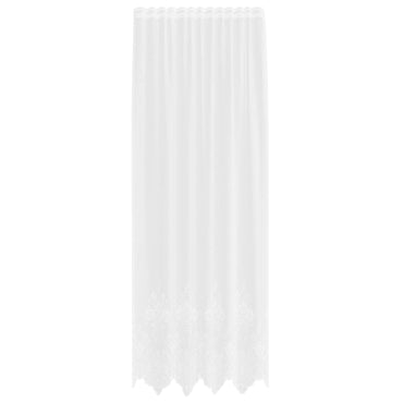 vidaXL Spitzenvorhang mit Vorhängen Floral Weiß 260 x 150 cm Polyester